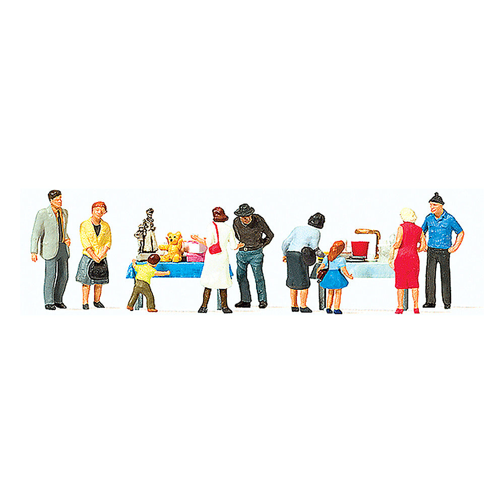Preiser 10595 HO Scale Pedestrians Flea Market pkg(9)