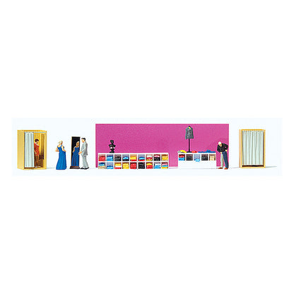 Preiser 10628 HO Scale Trying On Clothes Clothing Shop Interior
