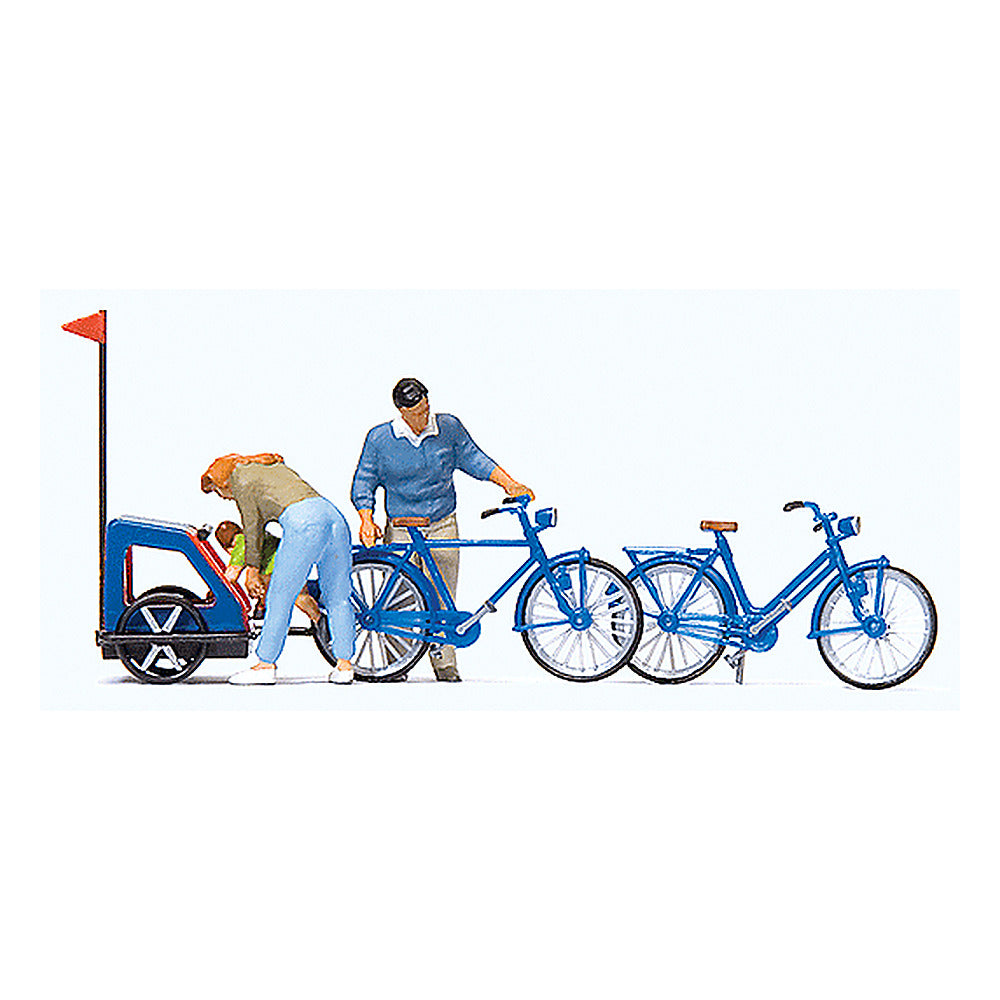 Preiser 10635 HO Scale Family Getting Ready for Bicycle Ride Mother