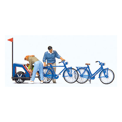 Preiser 10635 HO Scale Family Getting Ready for Bicycle Ride Mother