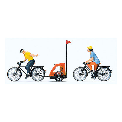 Preiser 10636 HO Scale Family Bicycle Ride Mother, Father, Toddler, 2