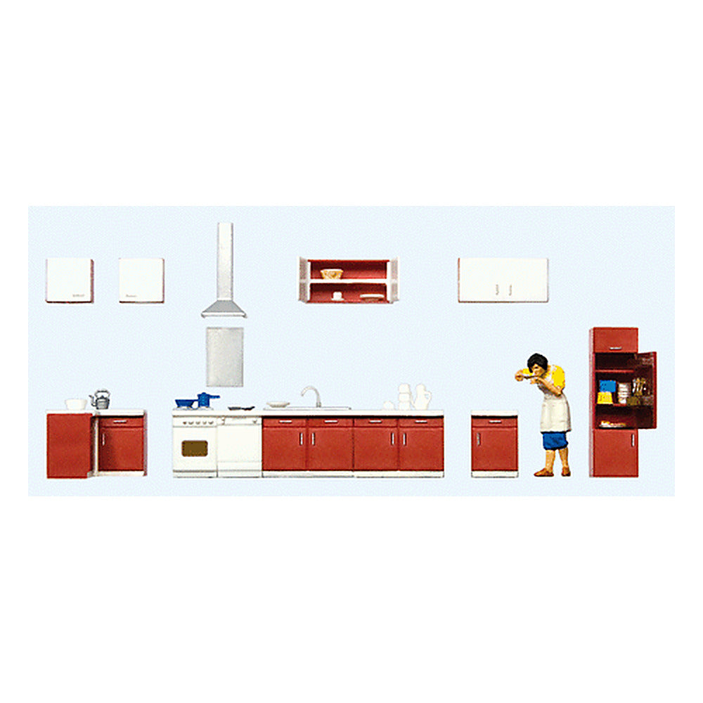 Preiser 10646 HO Scale Mother Cooking Woman & Kitchen Furniture