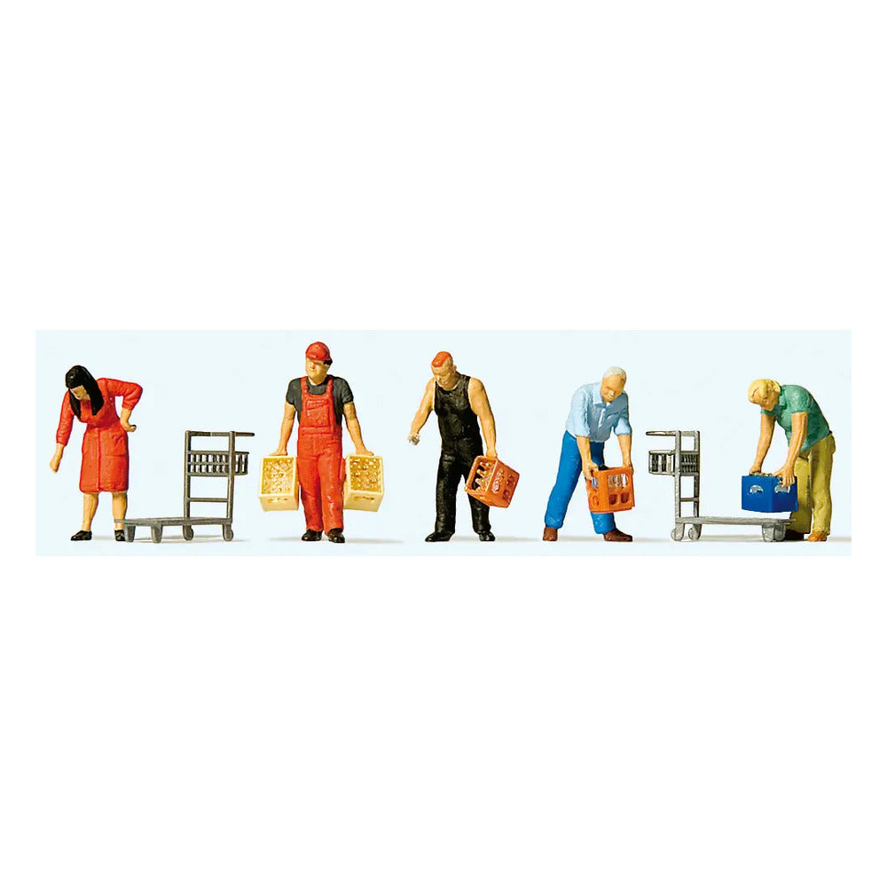 Preiser 10656 HO Scale At the Cash-and-Carry Beverage Store pkg(5)