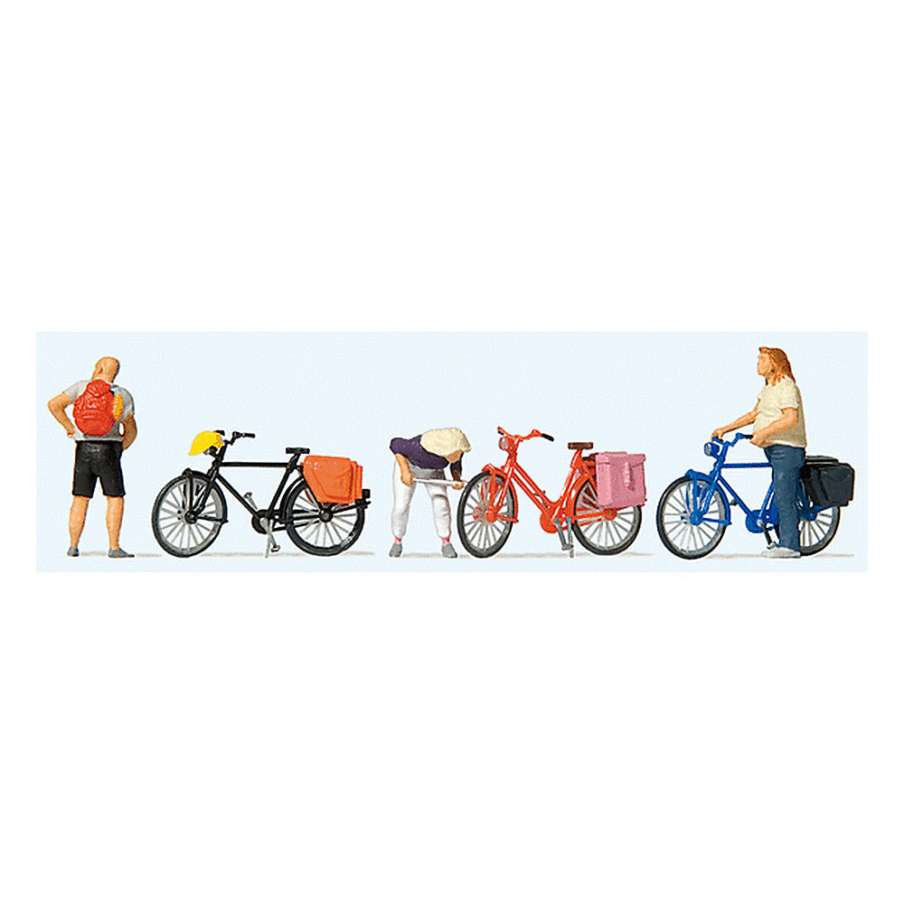 Preiser 10659 HO Scale Cyclists' Short Break w/Bikes pkg(3)