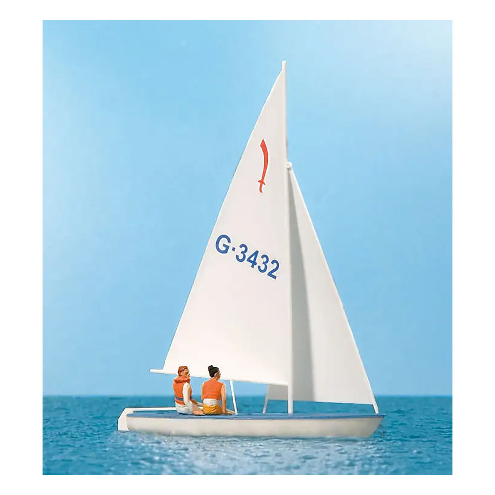 Preiser 10676 HO Scale Korsar Sailboat w/Sailor Sails Up