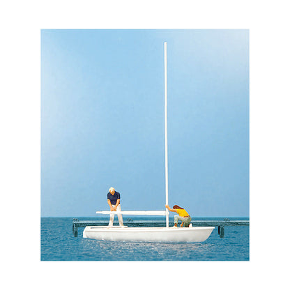 Preiser 10680 HO Scale Korsar Sailboat w/Sailors Unrigging the Sails