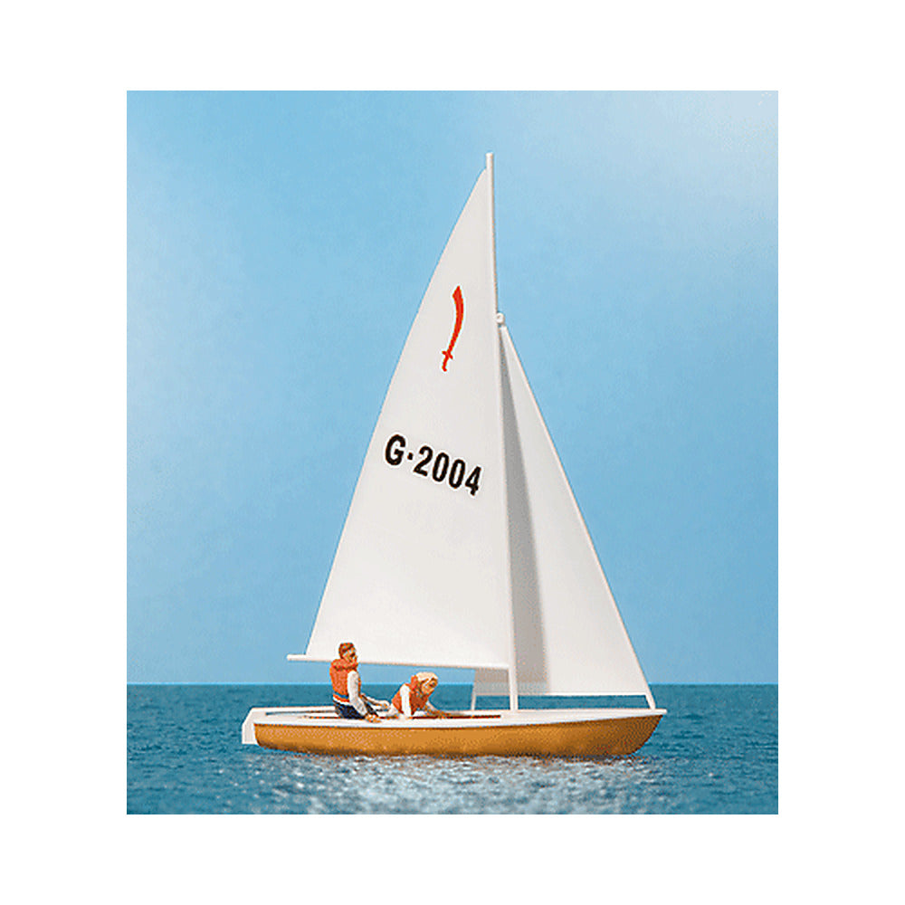 Preiser 10681 HO Scale Korsar Sailboat w/Sailors Sails Up