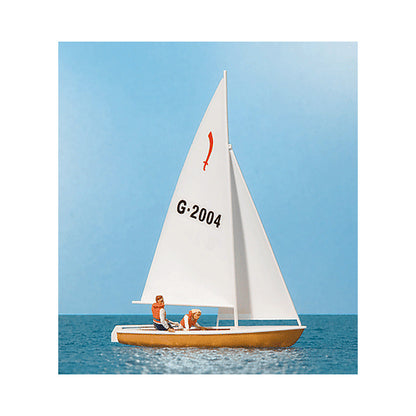 Preiser 10681 HO Scale Korsar Sailboat w/Sailors Sails Up