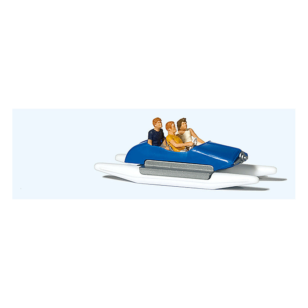 Preiser 10682 HO Scale Pedal Boat w/Family Set #1 (blue, white)