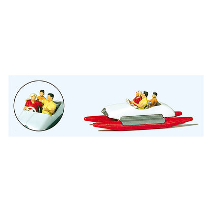 Preiser 10683 HO Scale Pedal Boat w/Family Set #2 (white, red)