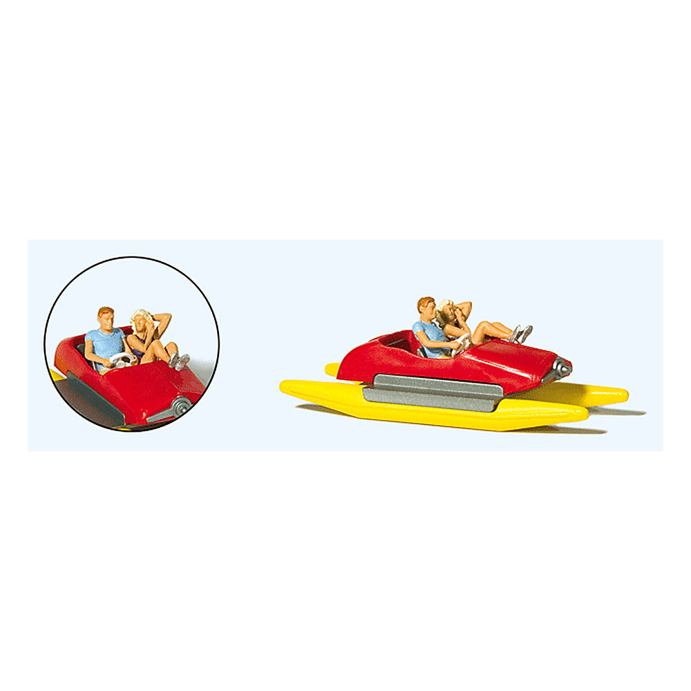 Preiser 10684 HO Scale Pedal Boat w/Couple Red, Yellow