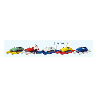 Preiser 10685 HO Scale Pedal Boat Rental w/German Sign 5 Boats