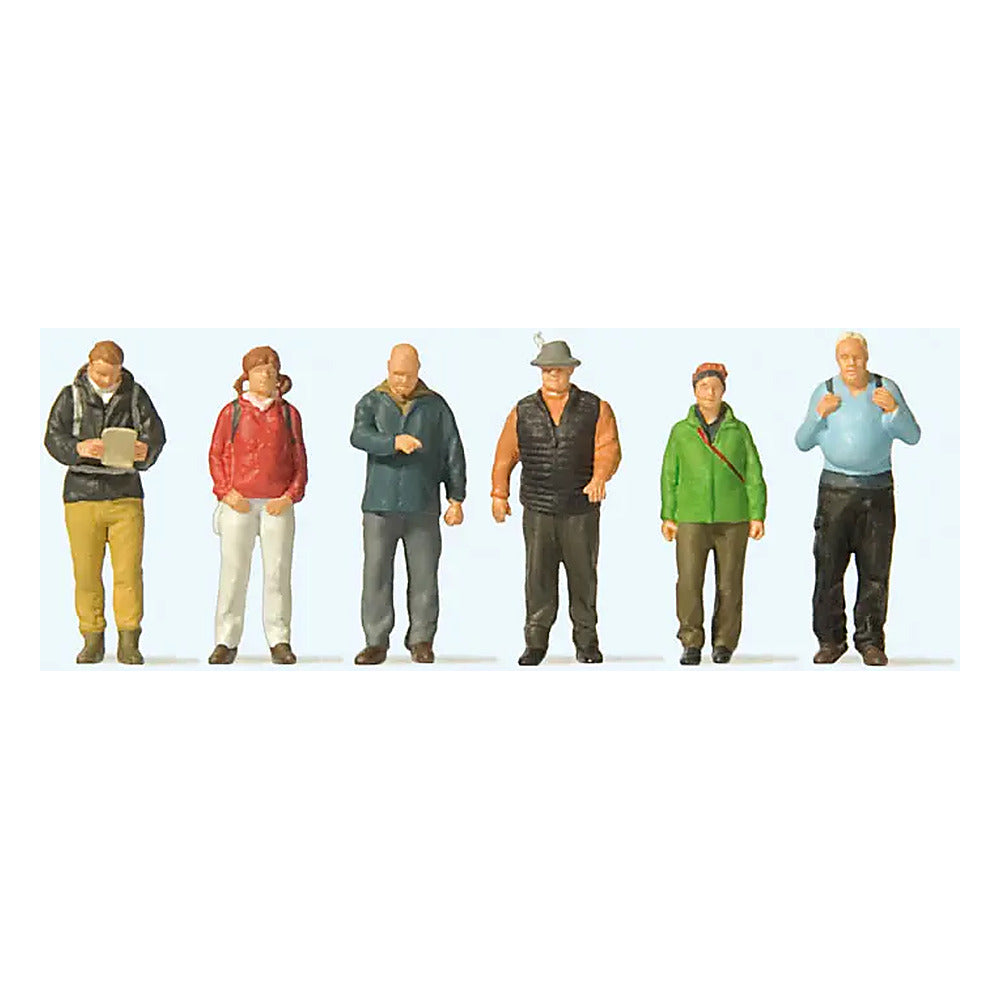 Preiser 10699 HO Scale Hikers, Backpackers and Wanderers pkg(6)