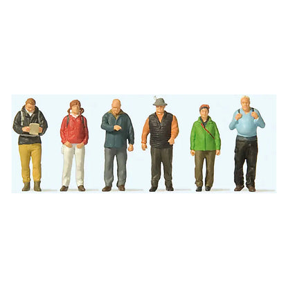 Preiser 10699 HO Scale Hikers, Backpackers and Wanderers pkg(6)
