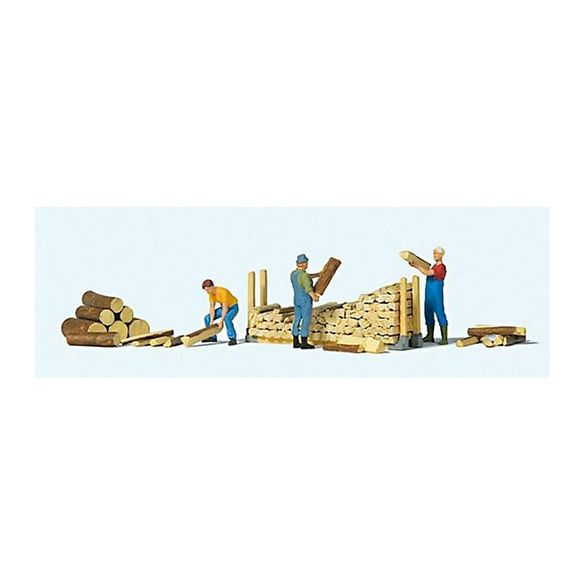 Preiser 10707 HO Scale Stacking Firewood 3 People & Accessories
