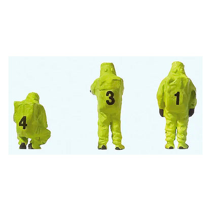 Preiser 10731 HO Scale Firemen in Green Hazmat Suits pkg(6)