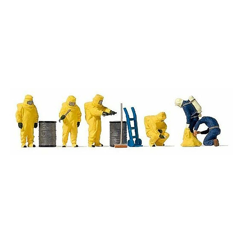 Preiser 10733 HO Scale Firemen pkg(6) Wearing Yellow Hazmat Suits