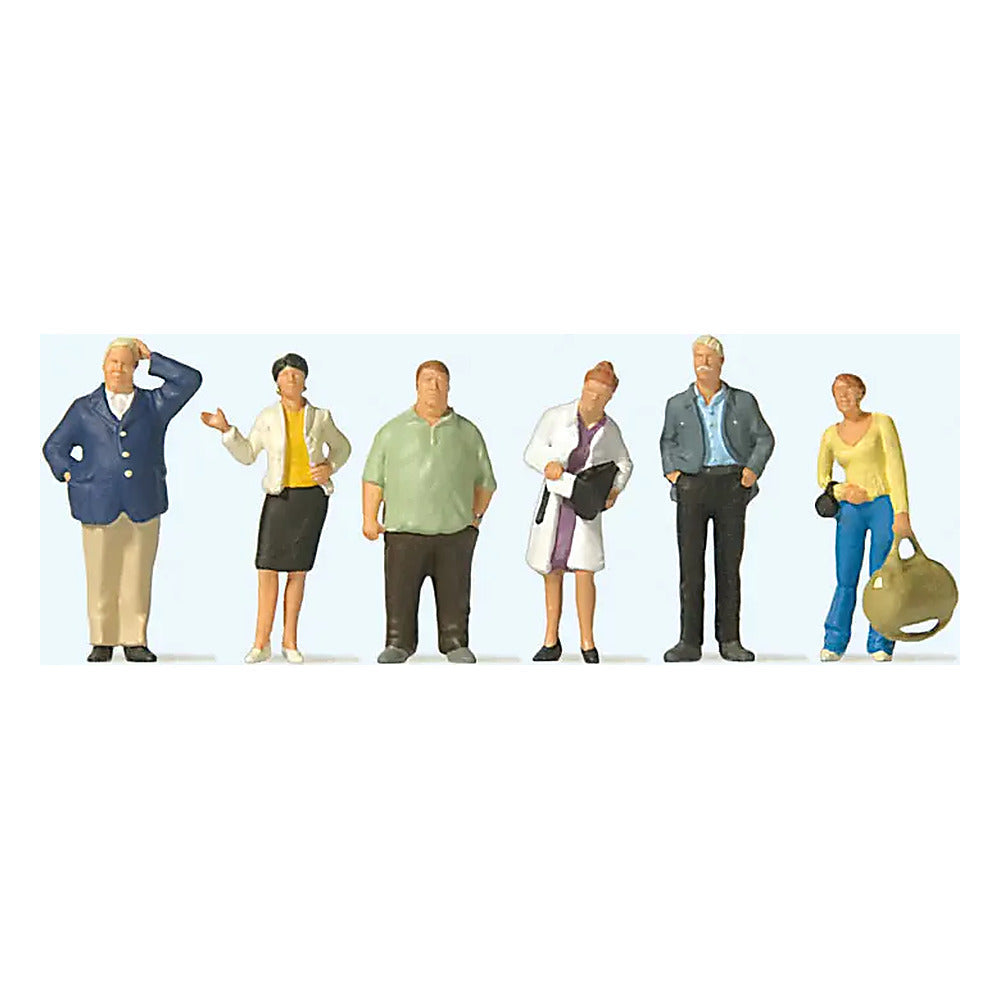 Preiser 10734 HO Scale Waiting Train Travelers pkg(6)