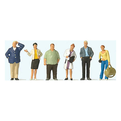 Preiser 10734 HO Scale Waiting Train Travelers pkg(6)