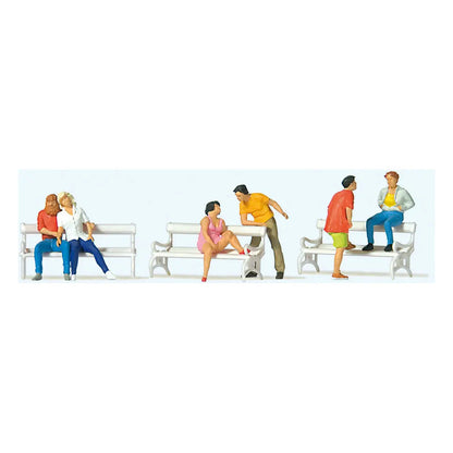Preiser 10739 HO Scale On the Park Bench pkg(6)