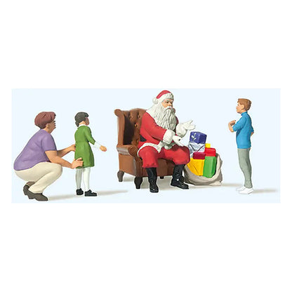 Preiser 10763 HO Scale Santa in Chair, Mother and 2 Children