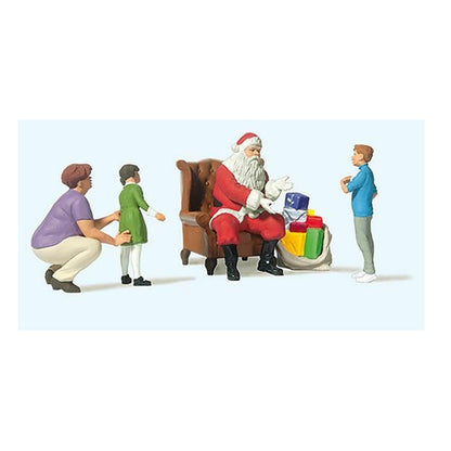 Preiser 10763 HO Scale Santa in Chair, Mother and 2 Children