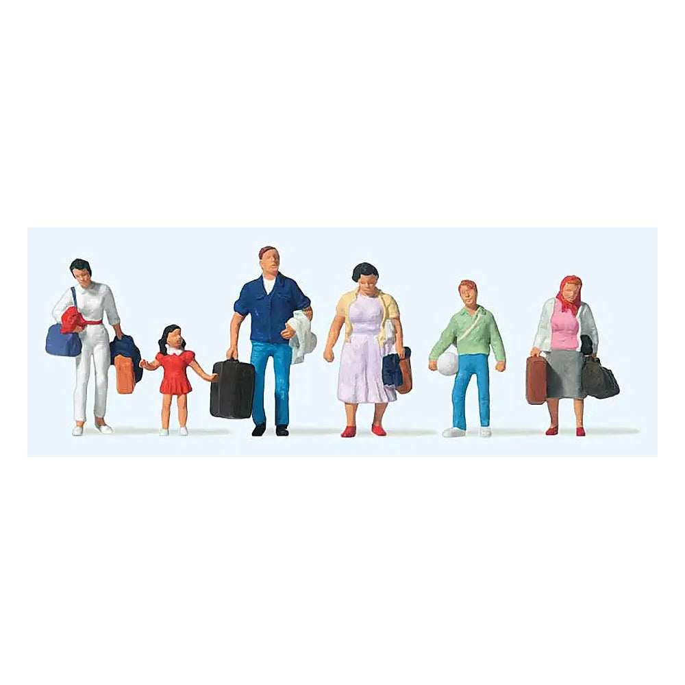 Preiser 10784 HO Scale Travelers Carrying Luggage pkg(6)