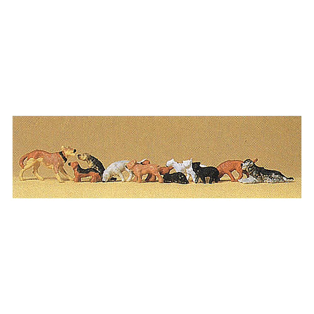 Preiser 14165 HO Scale Cats & Dogs Assorted pkg(12)