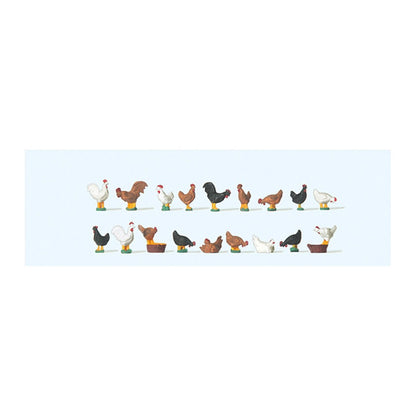 Preiser 14168 HO Scale Animals Chickens pkg(18)