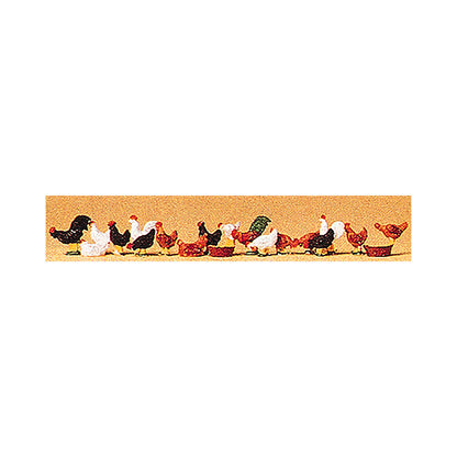 Preiser 14168 HO Scale Animals Chickens pkg(18)