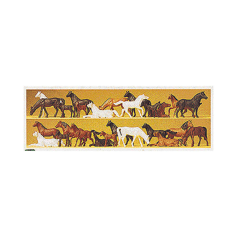 Preiser 14407 HO Scale Animals Horses pkg(26)