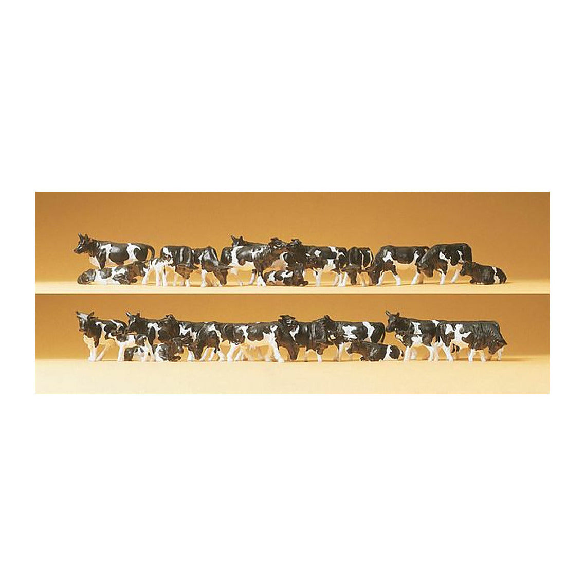 Preiser 14408 HO Scale Dairy Cows pkg(30) Holsteins (black, white)