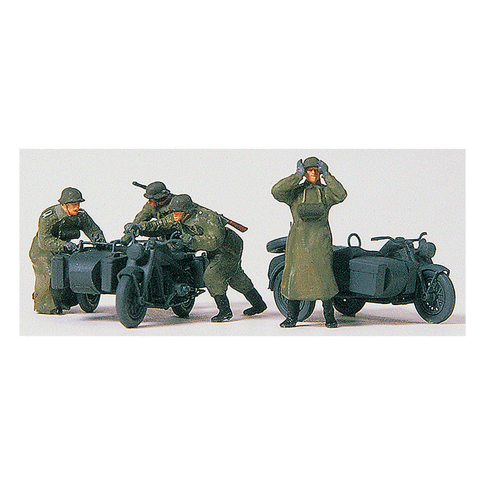 Preiser 16580 HO Scale Former German Army WWII Motorcycle Troops
