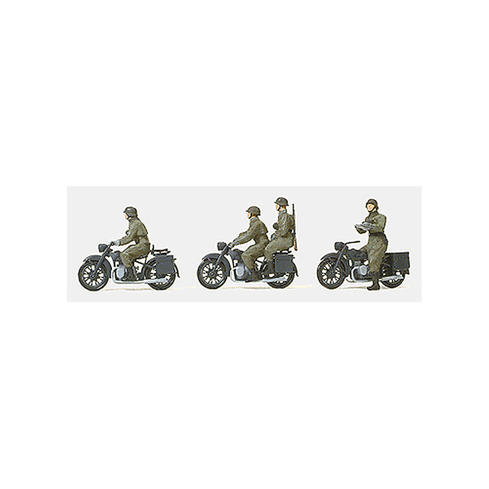 Preiser 16598 HO Scale Former German Army WWII - Motorcycle Troops