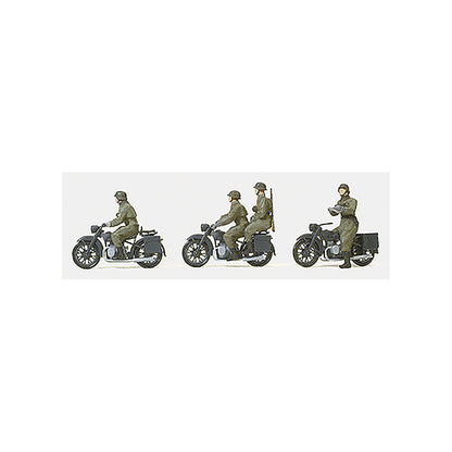 Preiser 16598 HO Scale Former German Army WWII - Motorcycle Troops