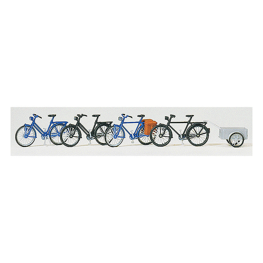 Preiser 17161 HO Scale Accessories Bicycles w/Trailer Kit pkg(4)