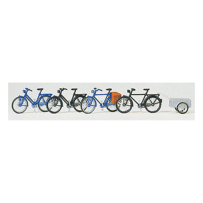 Preiser 17161 HO Scale Accessories Bicycles w/Trailer Kit pkg(4)