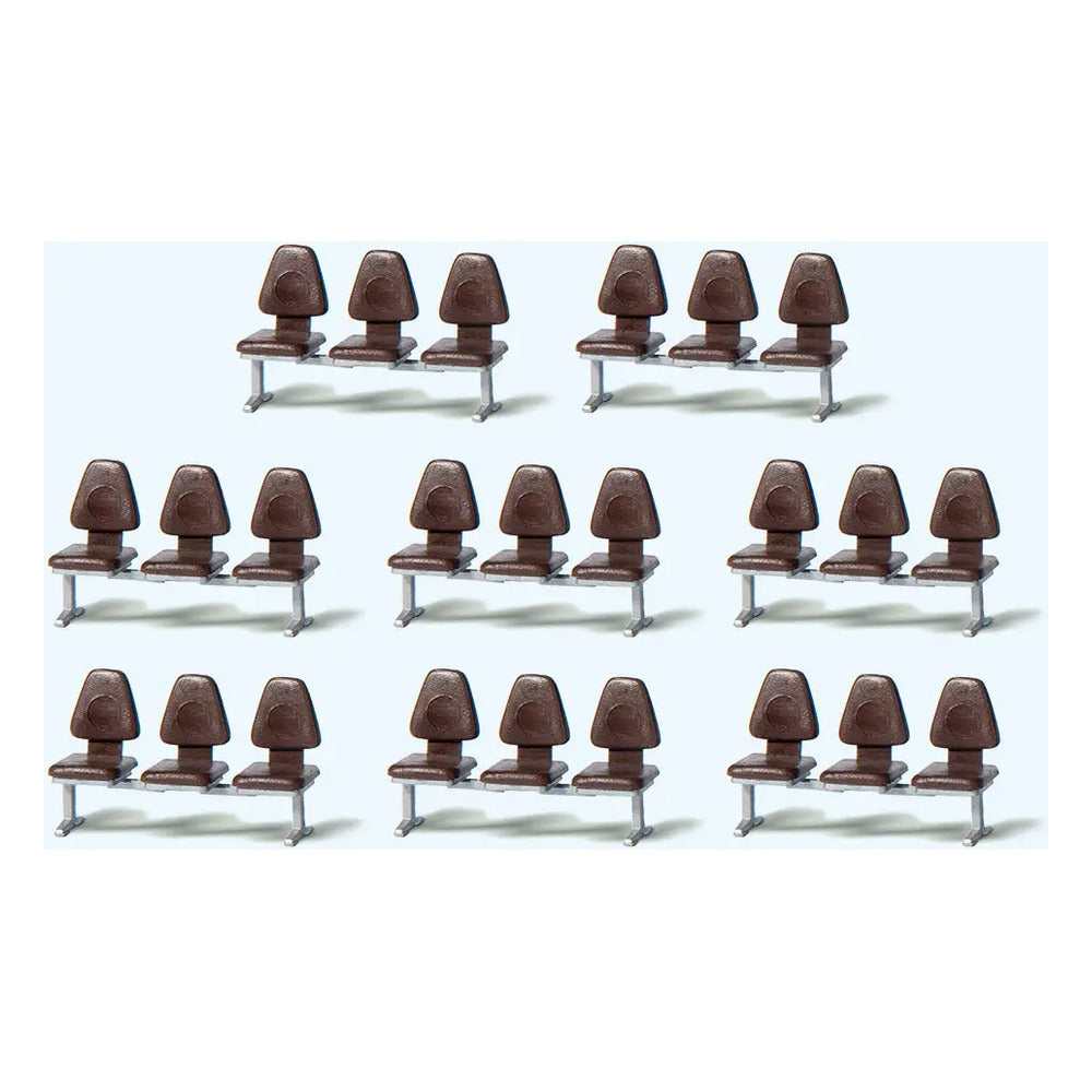 Preiser 17215 HO Scale Modern Modular Seating 3-Seat Units pkg(8)
