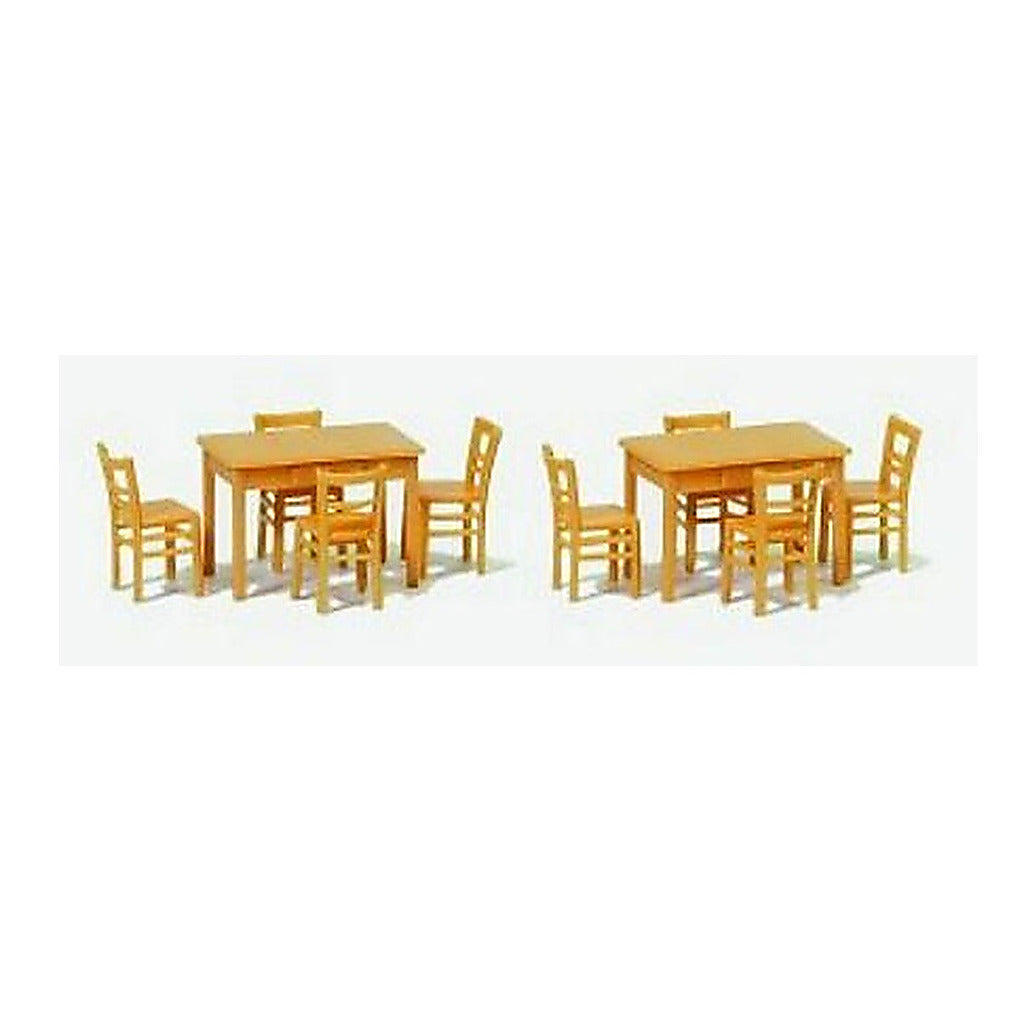 Preiser 17218 HO Scale Table & Chairs 2 Tables & 8 Chairs