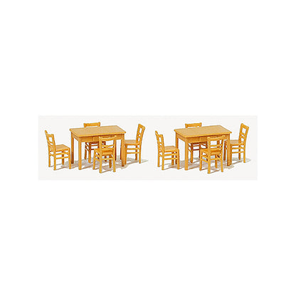 Preiser 17218 HO Scale Table & Chairs 2 Tables & 8 Chairs