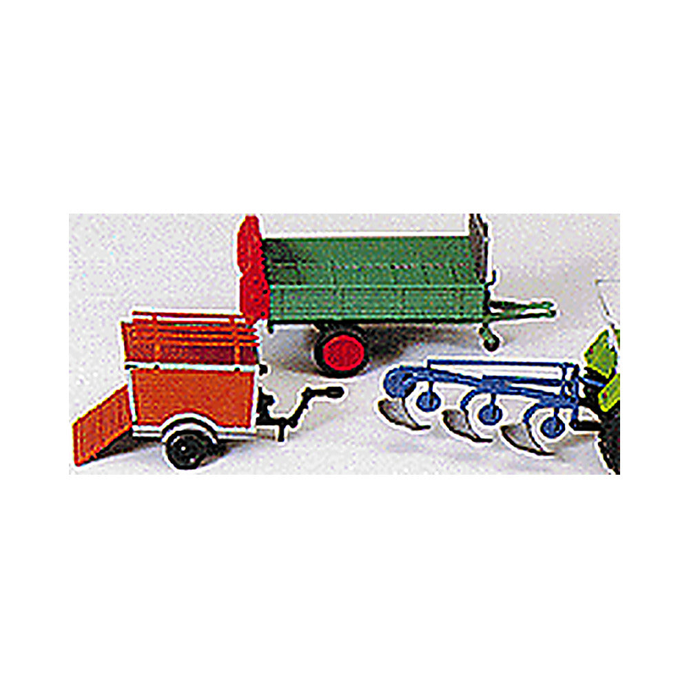 Preiser 17918 HO Scale Farm Implements Manure Spreader, Trailer & Plow