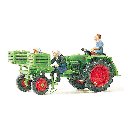 Preiser 17935 HO Scale Farm Equipment Tractor w/Potato Planter & 3
