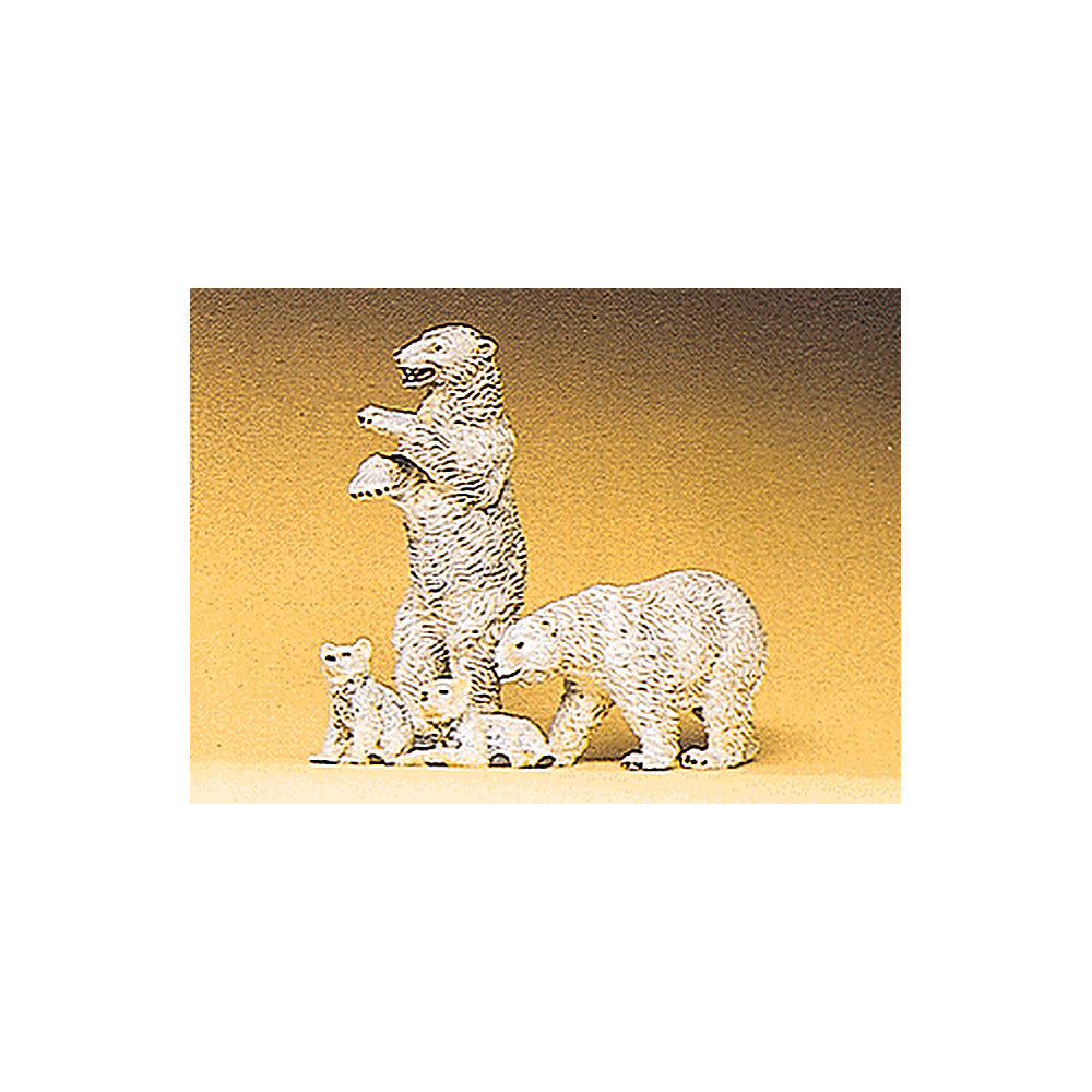 Preiser 20384 HO Scale Animals Polar Bears 2 Adults, 2 Cubs
