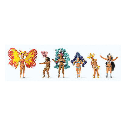 Preiser 24625 HO Scale Samba Dance Group 6 Dancers in Flashy Costumes
