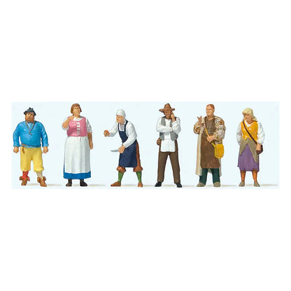 Preiser 24761 HO Scale Medieval Festival #2 Women & Men pkg(6)