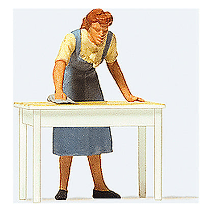 Preiser 28134 HO Scale Individual Figure Housewife Cleaning the Table