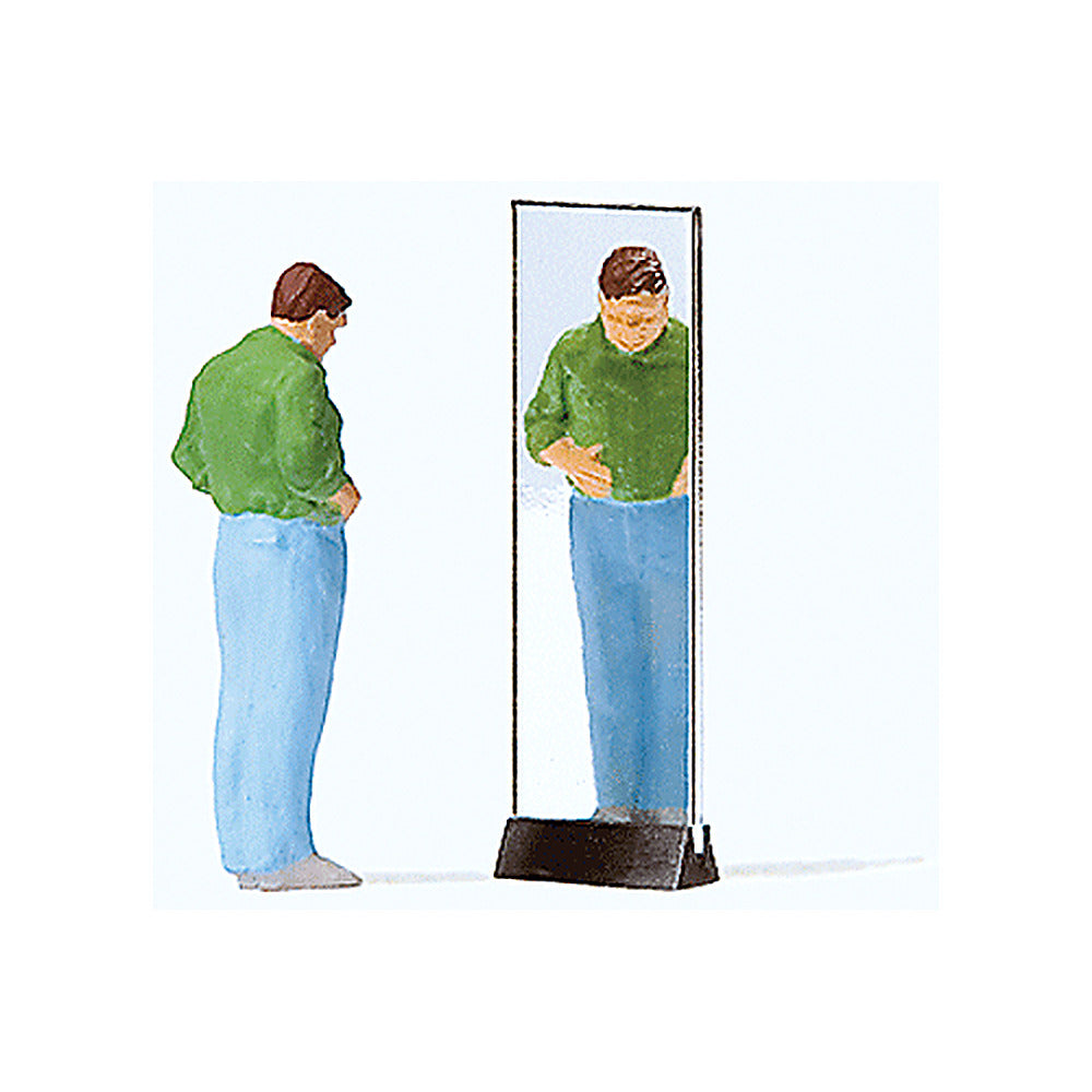 Preiser 28161 HO Scale Man Trying On Pants w/Mirror