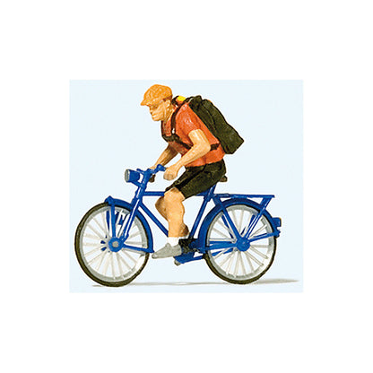 Preiser 28175 HO Scale Bicycle Courier With Bicycle