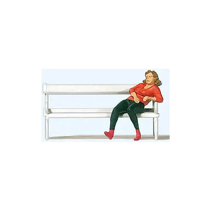Preiser 28226 HO Scale Woman Sitting on Park Bench Individual Figure
