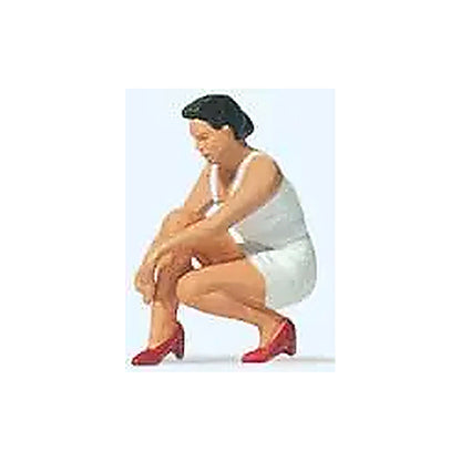 Preiser 28228 HO Scale Woman Putting on Her Shoes Individual Figure
